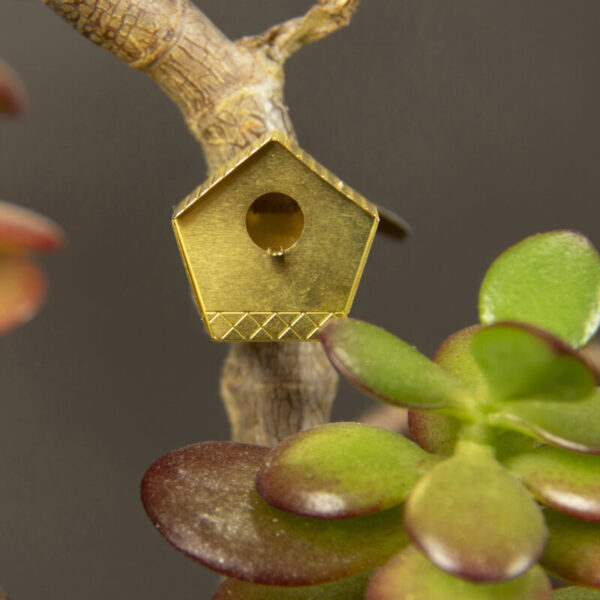 Tiny Birdhouse - piepklein messing vogelhuisje voor je plant 5 Orchidee-kopen.nl