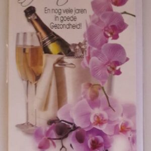 Felicitatiekaart champagne & orchidee